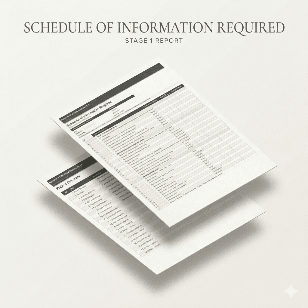 Schedule of Information Required — 3D exploded axonometric view